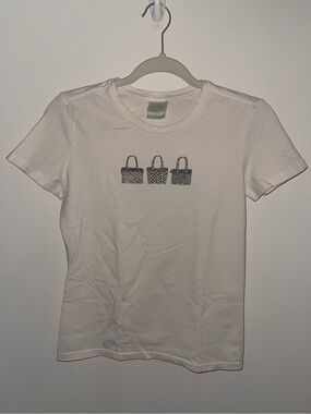 Vera Bradley White Tee with Pink, Green and Black Mini Bag Graphics